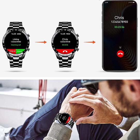 LIGE Smart Watch for Android iOS, Bluetooth Call Information Reminder Stainless Steel Fitness Tracker