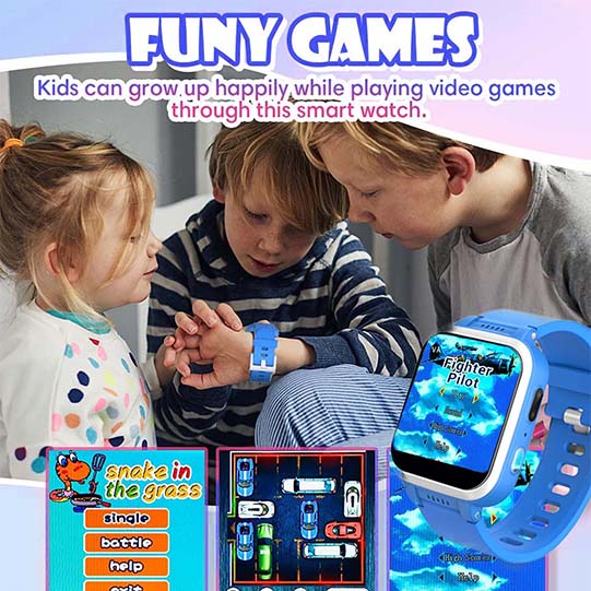 Kids Educational Gaming Phone Smartwatch Entertainment Music Function Calculator Pedometer Photo Custom Dial