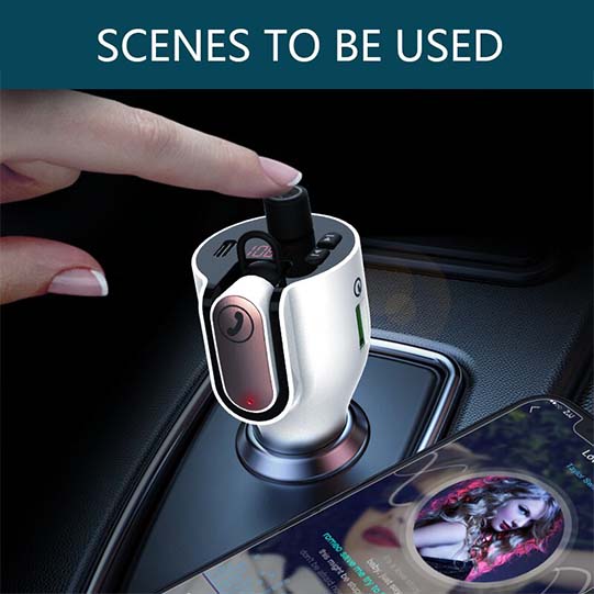 Handsfree Car Kit FM Transmitter BT Earphone MP3 Player