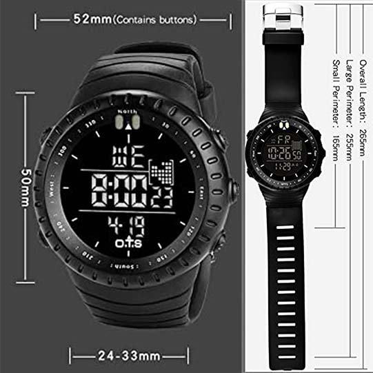 Men's Digital Sports Watch Outdoor Waterproof Tactical Watch with LED Backlight