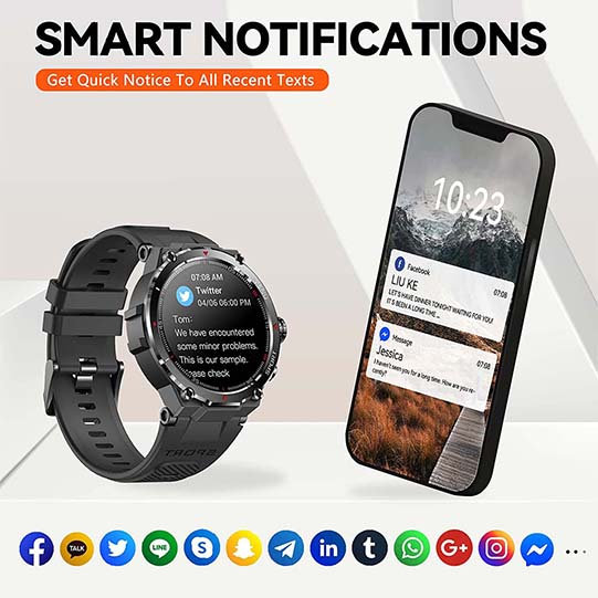 Military Smart Watch for Men 2023 HD Bluetooth Dial Call Outdoor Waterproof Tactical Smartwatch for iPhone Android Phones 1.32 Inch Rugged Fitness Watch with Heart Rate Sleep Monitor Pedometer