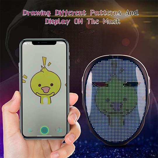 Led Bluetooth APP Face Mask Halloween Rechargeable Smart Change Face