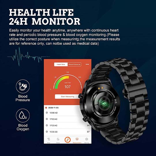 LIGE Smart Watch for Android iOS, Bluetooth Call Information Reminder Stainless Steel Fitness Tracker