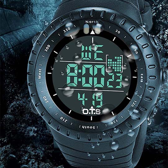 Men's Digital Sports Watch Outdoor Waterproof Tactical Watch with LED Backlight