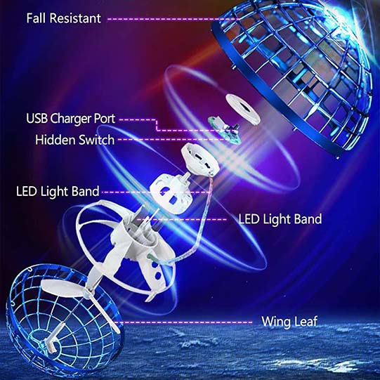 Magic Flying Orb Ball Toy With Lights Cool Stuff Gadgets Toy For Boys And Girls Hover Mini Drones For Kids Fidget Flying Spinner