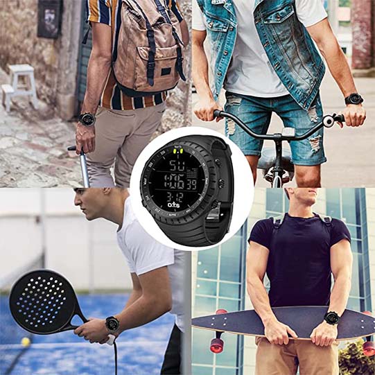 Men's Digital Sports Watch Outdoor Waterproof Tactical Watch with LED Backlight
