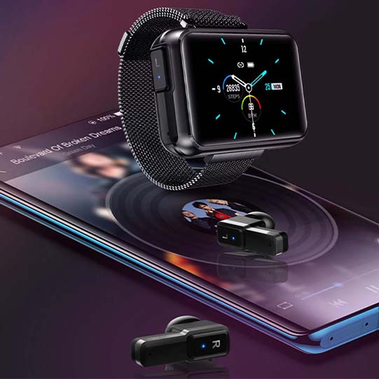T91 Smart Bracelet 2 in 1 Smart Watch TWS Wireless Bluetooth Headset 1.4 Inch IPS Screen