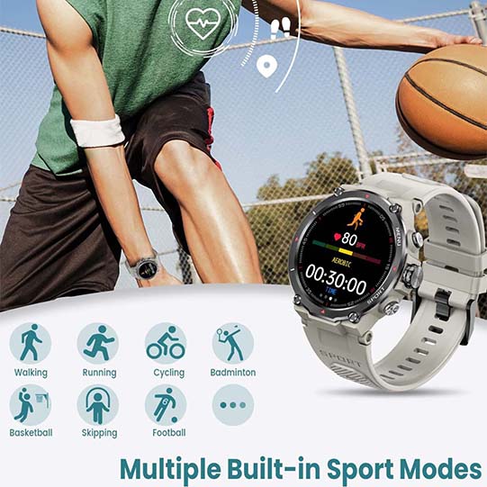 Military Smart Watch for Men 2023 HD Bluetooth Dial Call Outdoor Waterproof Tactical Smartwatch for iPhone Android Phones 1.32 Inch Rugged Fitness Watch with Heart Rate Sleep Monitor Pedometer