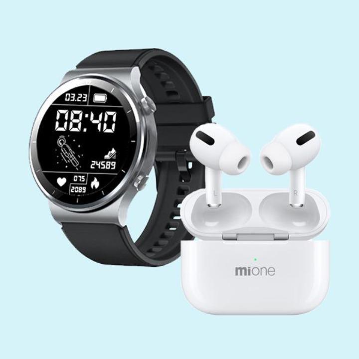 Combo product Mione latest watch W40 + mipod 3 bluetooth headset