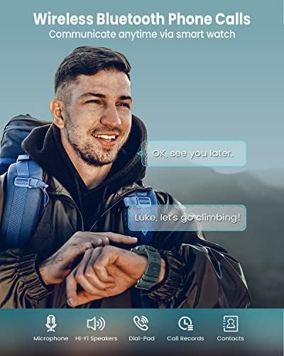 Military Smart Watch for Men Rugged Tactical Smartwatch Bluetooth (Answer/Make Calls) 1.32'' HD Fitness Watch Heart Rate Monitor Sleep Tracker (Blue)