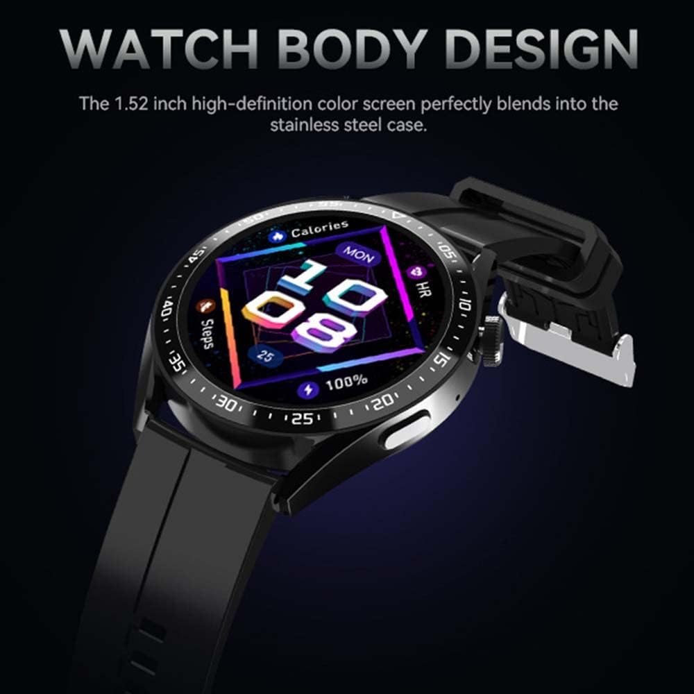 Smart Watch With Always on Display Voice Assistant NFC GPS Fitness Tracker Inteligent Bracelet Sports Smartwatch Bussiness Card QR Code and Lock System HW23 Pro EC33 AMAX PRO 3 (Black)