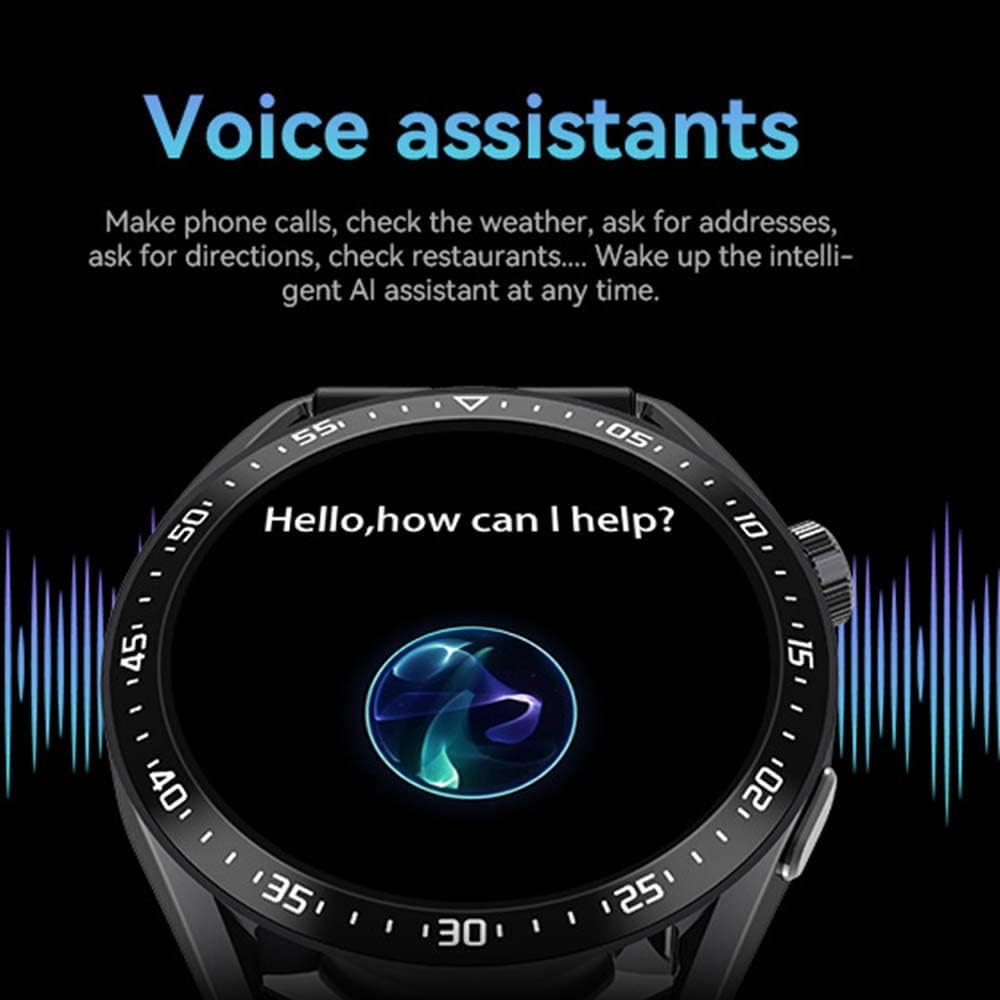 Smart Watch With Always on Display Voice Assistant NFC GPS Fitness Tracker Inteligent Bracelet Sports Smartwatch Bussiness Card QR Code and Lock System HW23 Pro EC33 AMAX PRO 3 (Black)