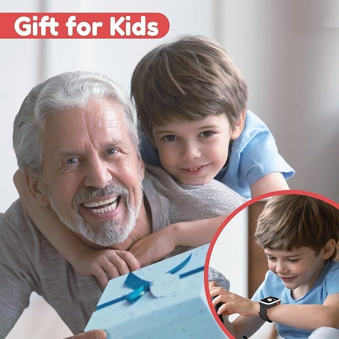 Kids Touchscreen Smartwatch with Cameras - Music Player, Educational Toy Pedometer Ideal Toddler Gifts for 3-10-Year-Olds - Birthday Present for 6-8-Year-Old (Black)