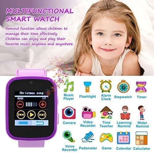 Kids Touchscreen Smartwatch with Cameras - Music Player, Educational Toy Pedometer Ideal Toddler Gifts for 3-10-Year-Olds - Birthday Present for 6-8-Year-Old (Purple)