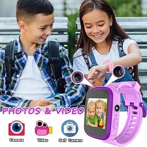 Kids Touchscreen Smartwatch with Cameras - Music Player, Educational Toy Pedometer Ideal Toddler Gifts for 3-10-Year-Olds - Birthday Present for 6-8-Year-Old (Purple)