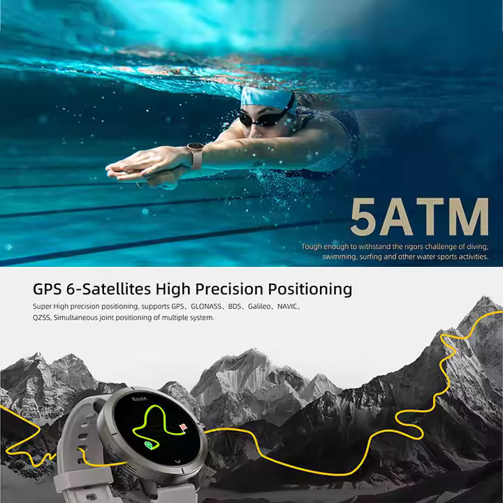 DM76 Outdoor Smartwatch – AMOLED Display, GPS, Compass, 5ATM Waterproof, Fitness Tracker
