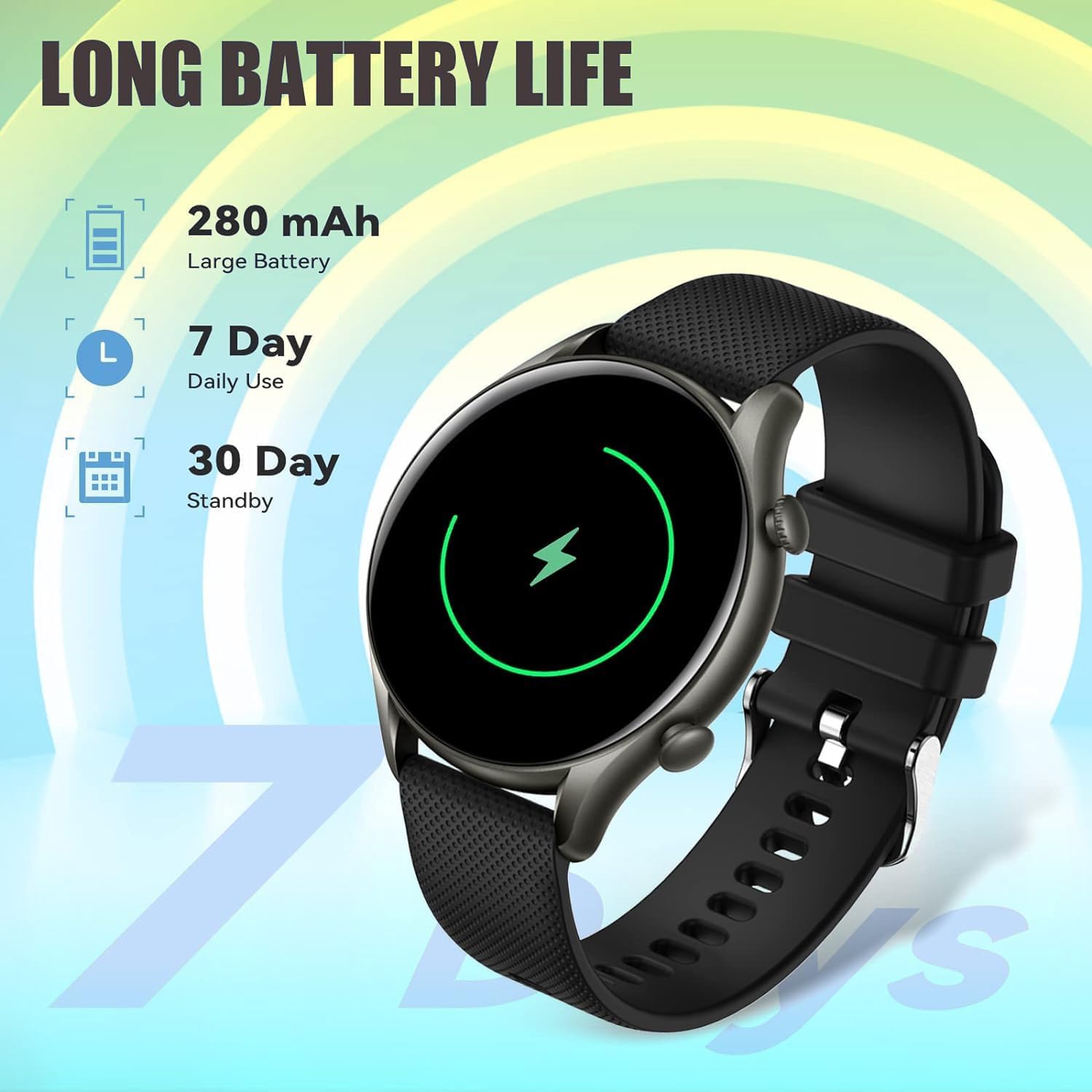 IP68 Waterproof Smartwatch Fitness Tracker Answer/Make Calls Heart Rate Blood Pressure Sleep Monitor Step Counter-Sport Running Digital Watch for Android iOS Phones (Black Steal)