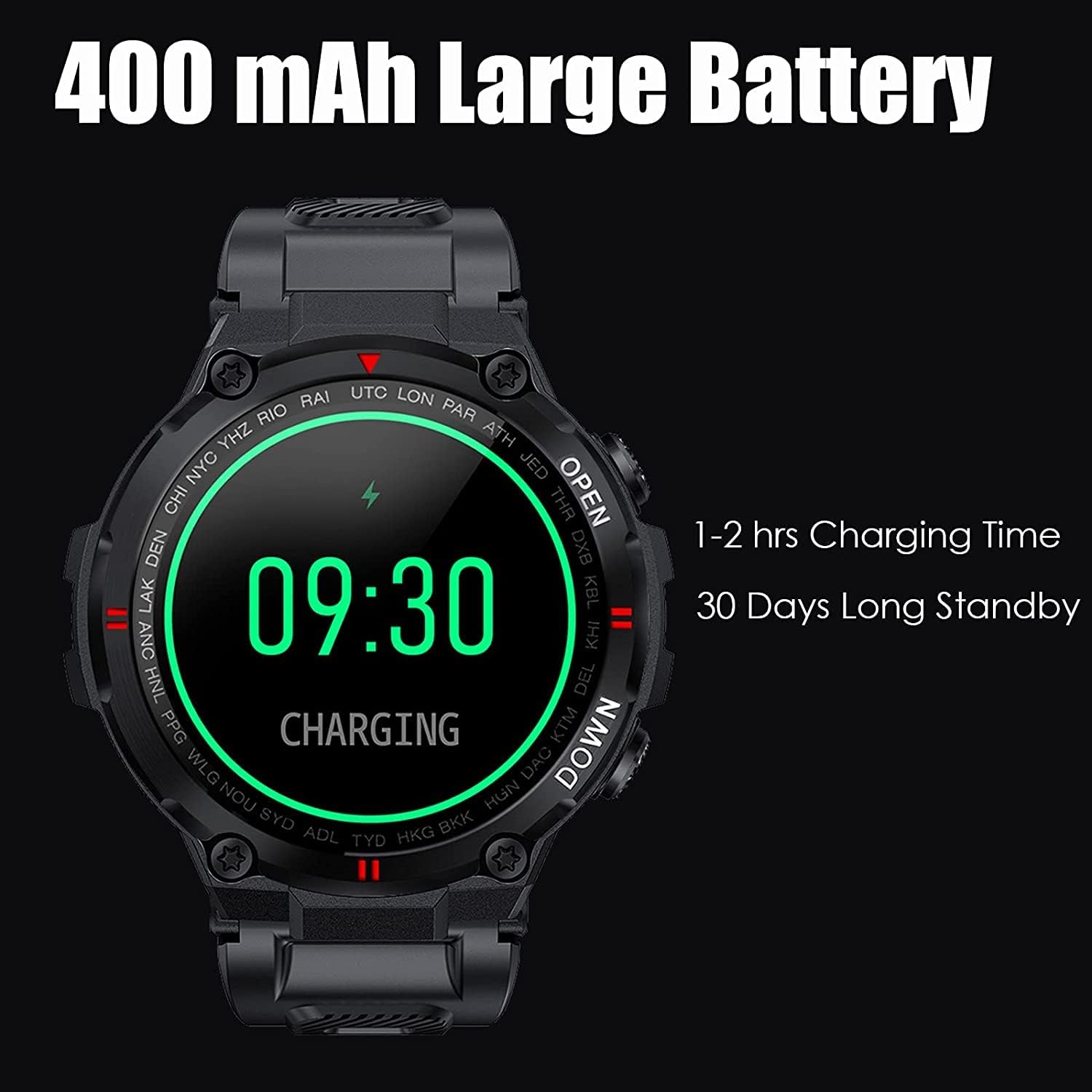 Military Smartwatch Men Outdoor Waterproof Tactical Smart Watch 1.3 Inch HD Touch Screen Bluetooth Talk Speaker Fitness Tracker Compatible with iPhone Samsung (Black)
