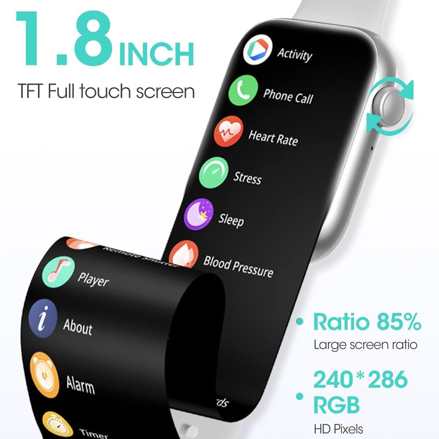 Smartwatch for Men Women Fitness 5ATM Waterproof Outdoor Tracker Elegant Wrist Time Piece with Ai Control Bluetooth/Heart Rate/Sleep Chronometer