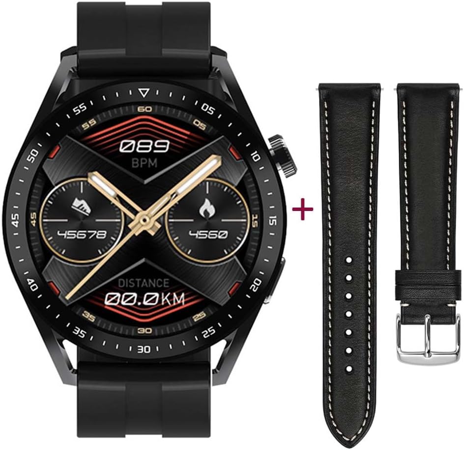 Smart Watch With Always on Display Voice Assistant NFC GPS Fitness Tracker Inteligent Bracelet Sports Smartwatch Bussiness Card QR Code and Lock System HW23 Pro EC33 AMAX PRO 3 (Black)