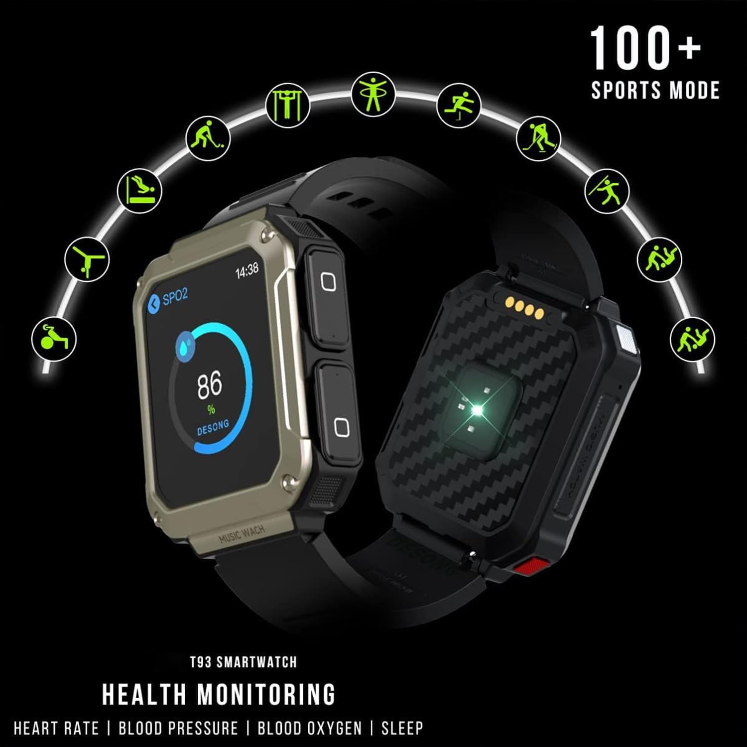 3-in-1 T93 Smart Watch with 1.96