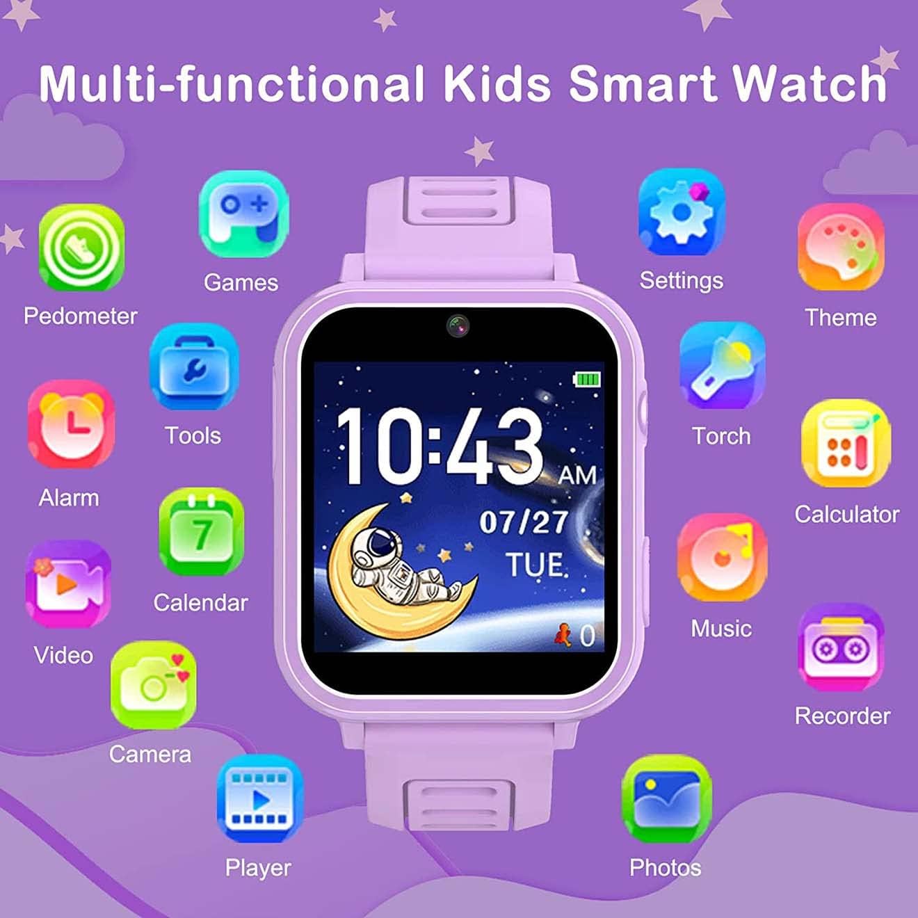 Kids Smart Watch, Toddler Watch Toys for 3-12 Ages Year Old, Smartwatches with 24 Learning Games Video Camera Pedometer Music Alarm Flashlight, Birthday Gift Boys Girls Kids, Educational