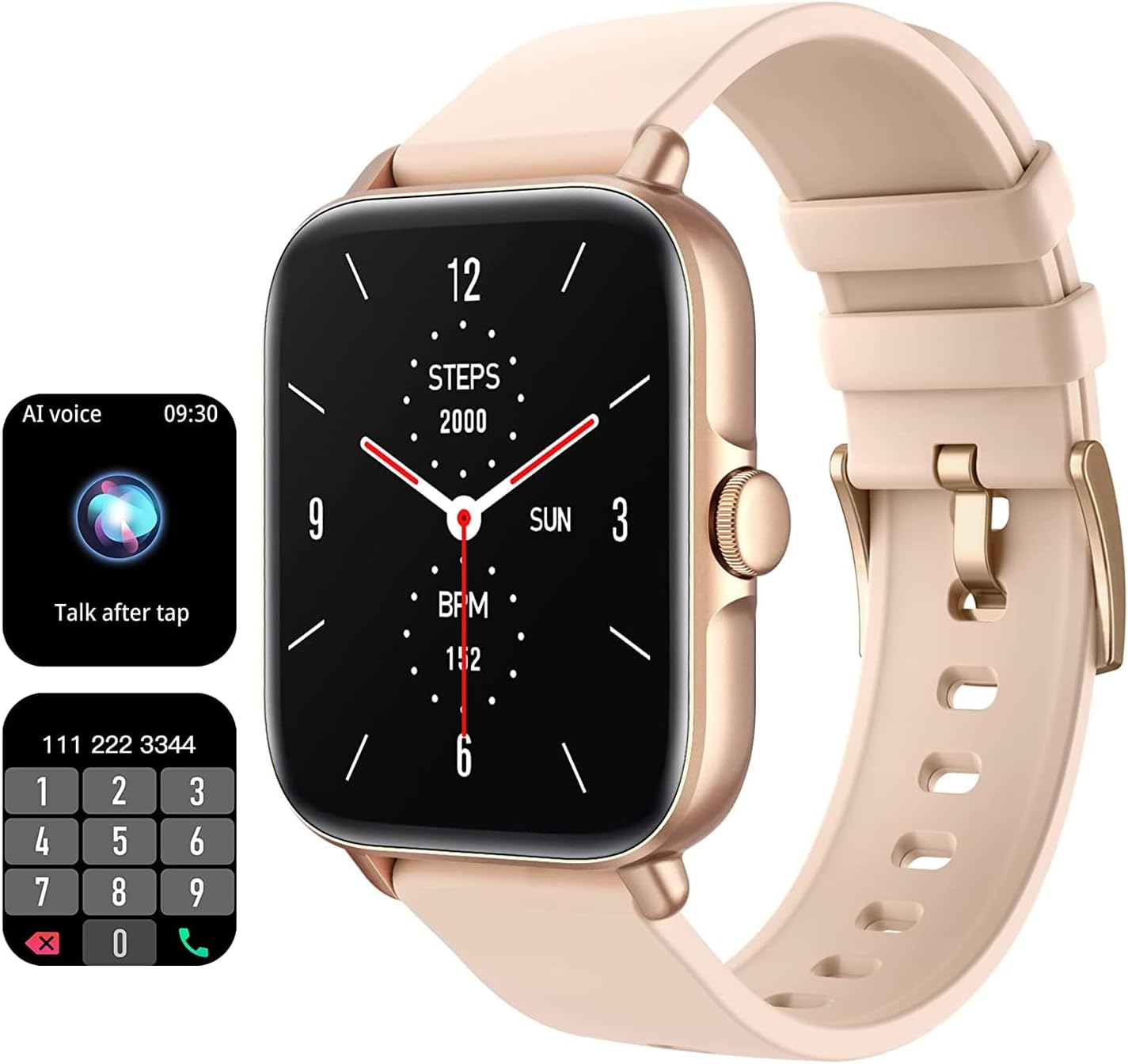Premium Smart Watch Call/Dial Fitness Tracker, 28 Sport Modes 1.7inch Display AI Voice Control Heart Rate Sleep Monitor Android & iOS Compatible