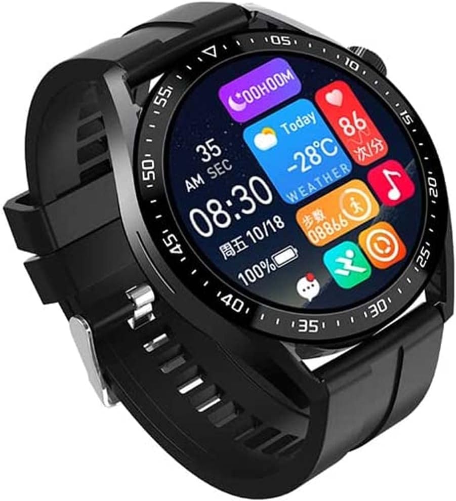 Smart Watch With Always on Display Voice Assistant NFC GPS Fitness Tracker Inteligent Bracelet Sports Smartwatch Bussiness Card QR Code and Lock System HW23 Pro EC33 AMAX PRO 3 (Black)