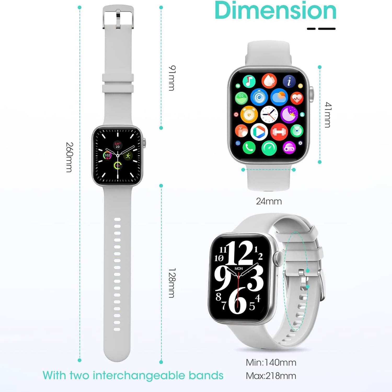 Smartwatch for Men Women Fitness 5ATM Waterproof Outdoor Tracker Elegant Wrist Time Piece with Ai Control Bluetooth/Heart Rate/Sleep Chronometer