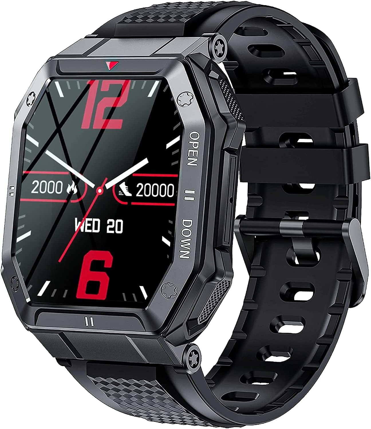 Military Smartwatch for Men with Call Answer/Make Outdoor Tactical Sports Watch Rugged 1.85