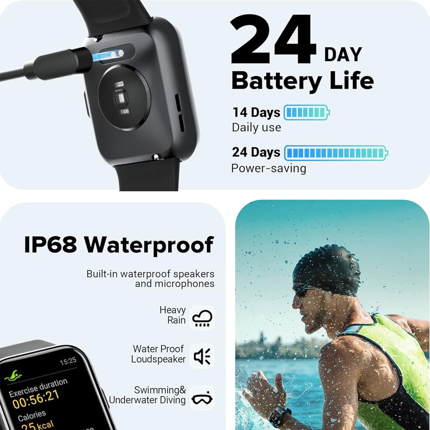 Alexa Smartwatch ID208BT with Call Functionality 1.8