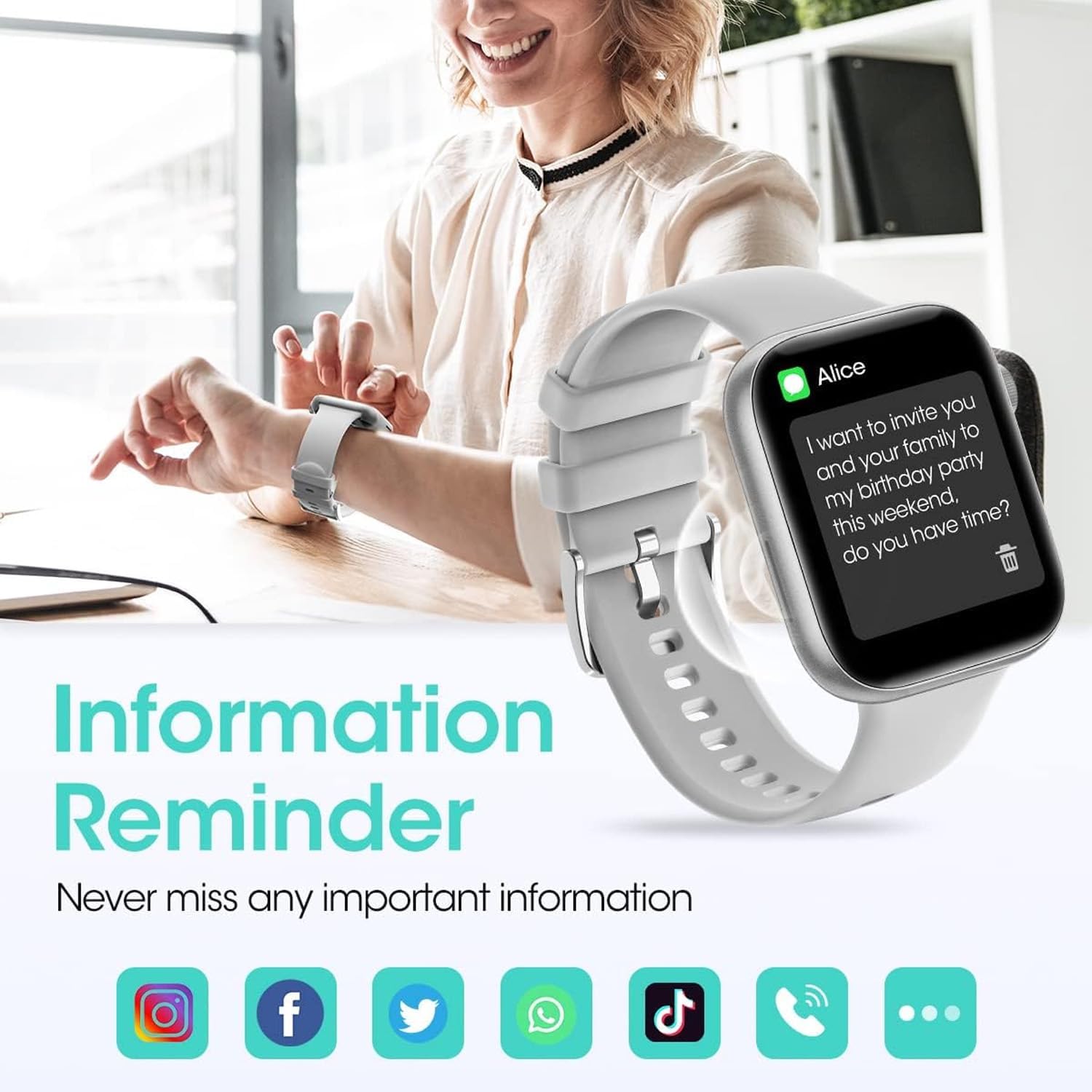 Smartwatch for Men Women Fitness 5ATM Waterproof Outdoor Tracker Elegant Wrist Time Piece with Ai Control Bluetooth/Heart Rate/Sleep Chronometer