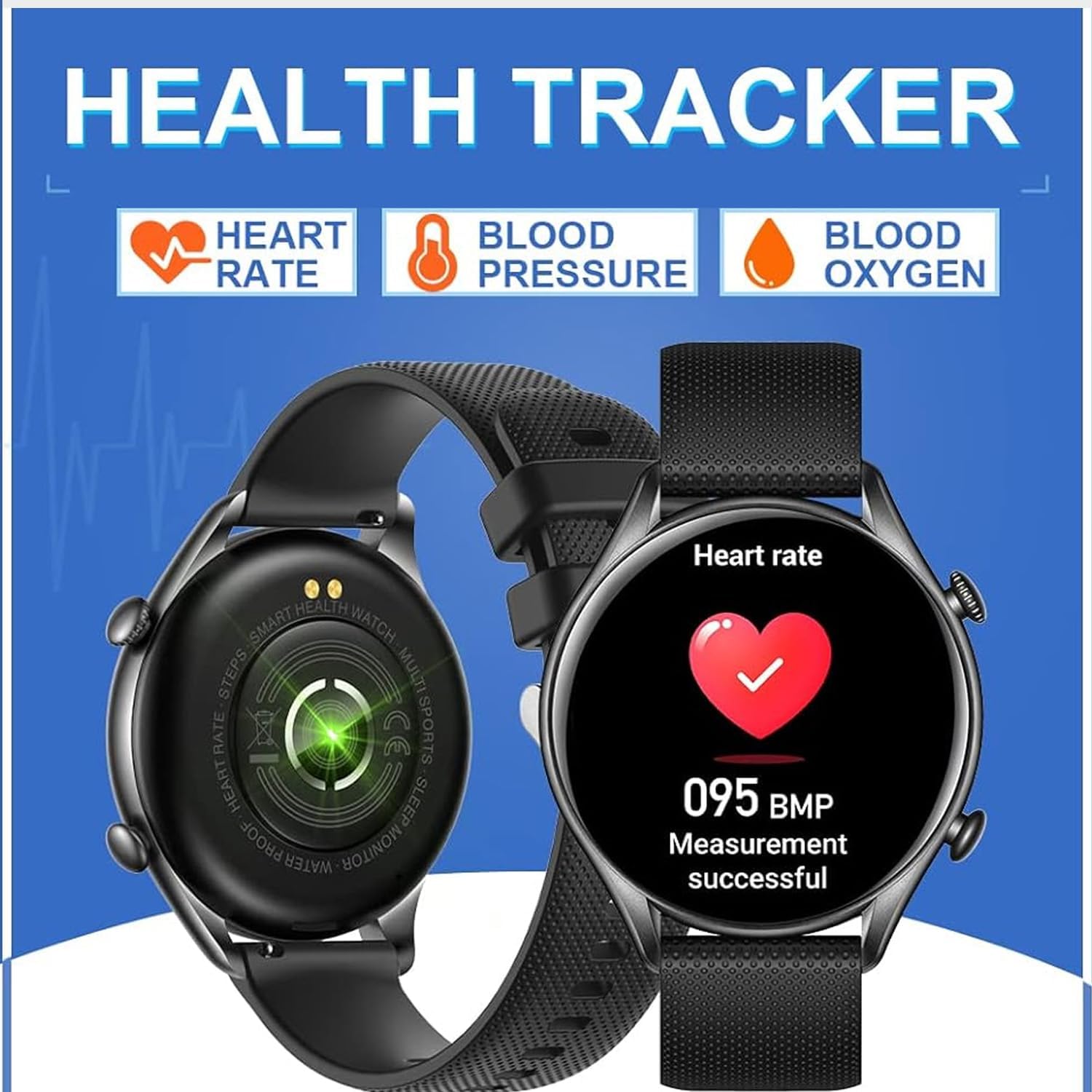 IP68 Waterproof Smartwatch Fitness Tracker Answer/Make Calls Heart Rate Blood Pressure Sleep Monitor Step Counter-Sport Running Digital Watch for Android iOS Phones (Black)