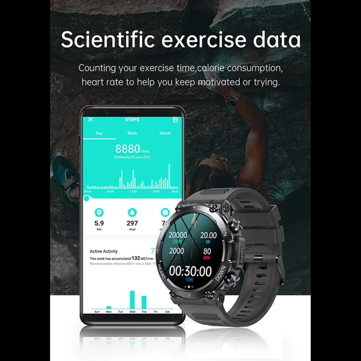 Military Smartwatch touchscreen for Men 1.39