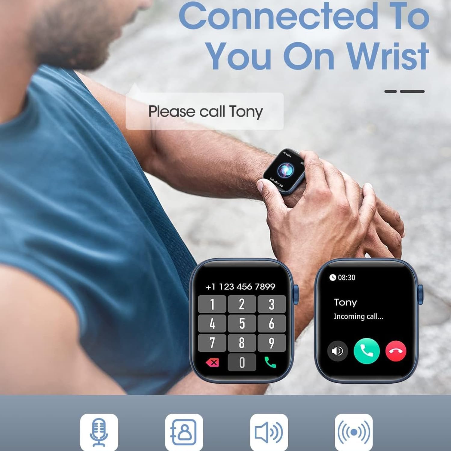 Smartwatch for Men Women Fitness 5ATM Waterproof Outdoor Tracker Elegant Wrist Time Piece with Ai Control Bluetooth/Heart Rate/Sleep Chronometer