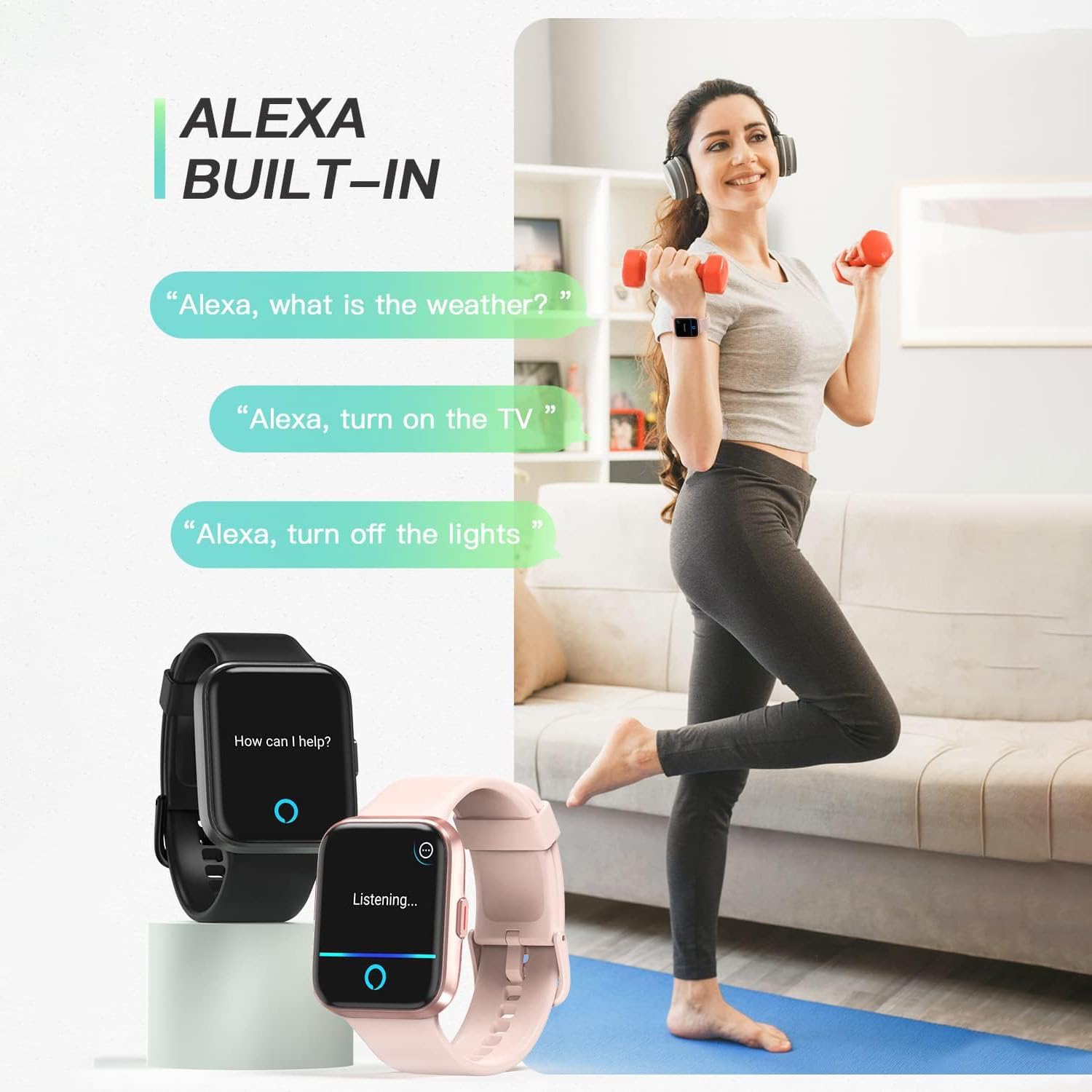 Alexa Smartwatch ID208BT with Call Functionality 1.8