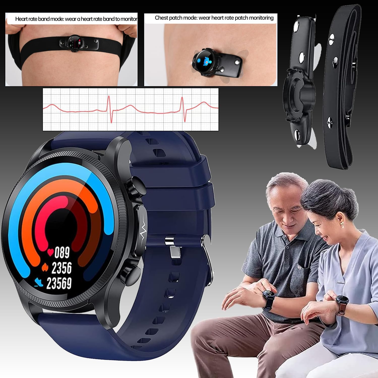 Intelligent ECG Health Tracker Watch HD Screen Real-time Analysis Blood Pressure Body Temperature Waterproof Fitness Monitoring E400 Smart Watch Men Women