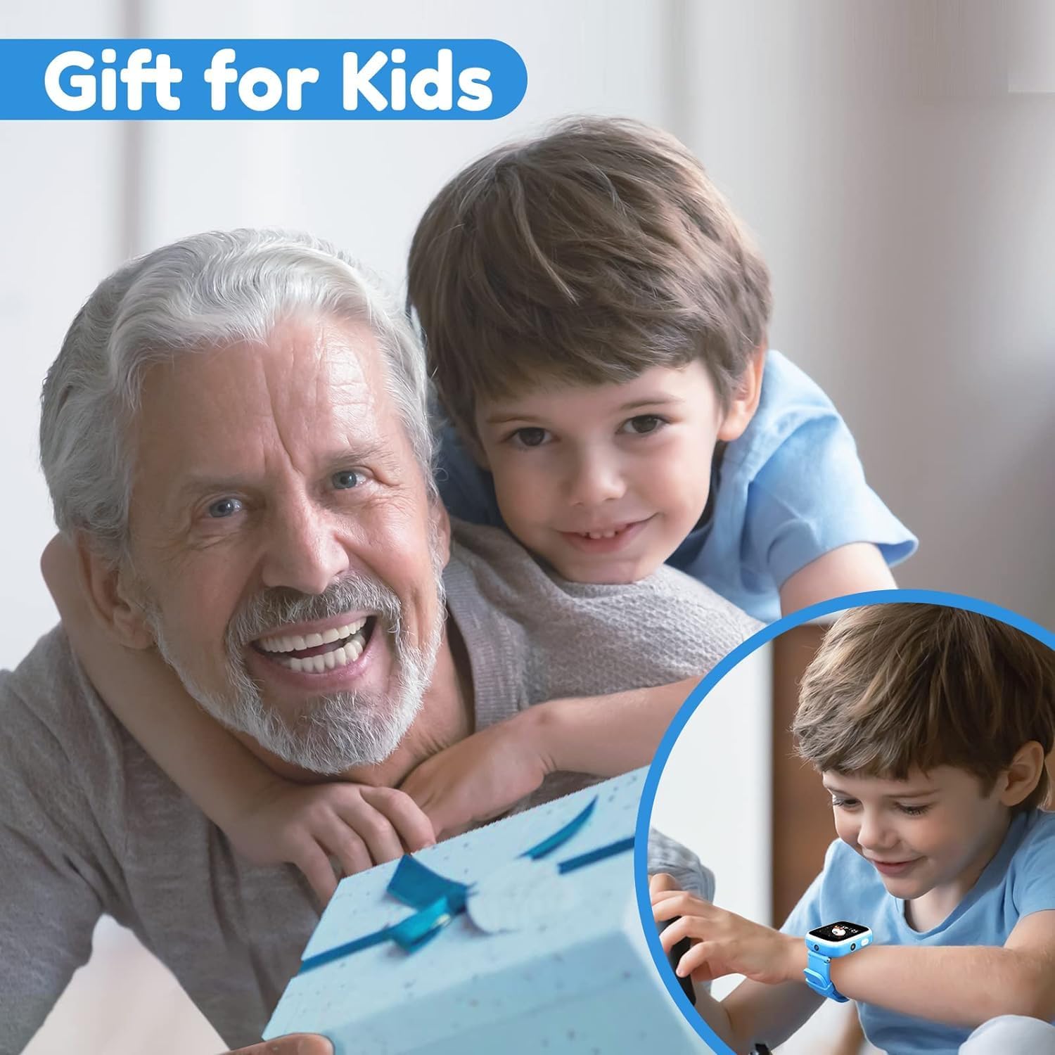 Kids Touchscreen Smartwatch with Cameras - Music Player, Educational Toy Pedometer Ideal Toddler Gifts for 3-10-Year-Olds - Birthday Present for 6-8-Year-Old (Blue)