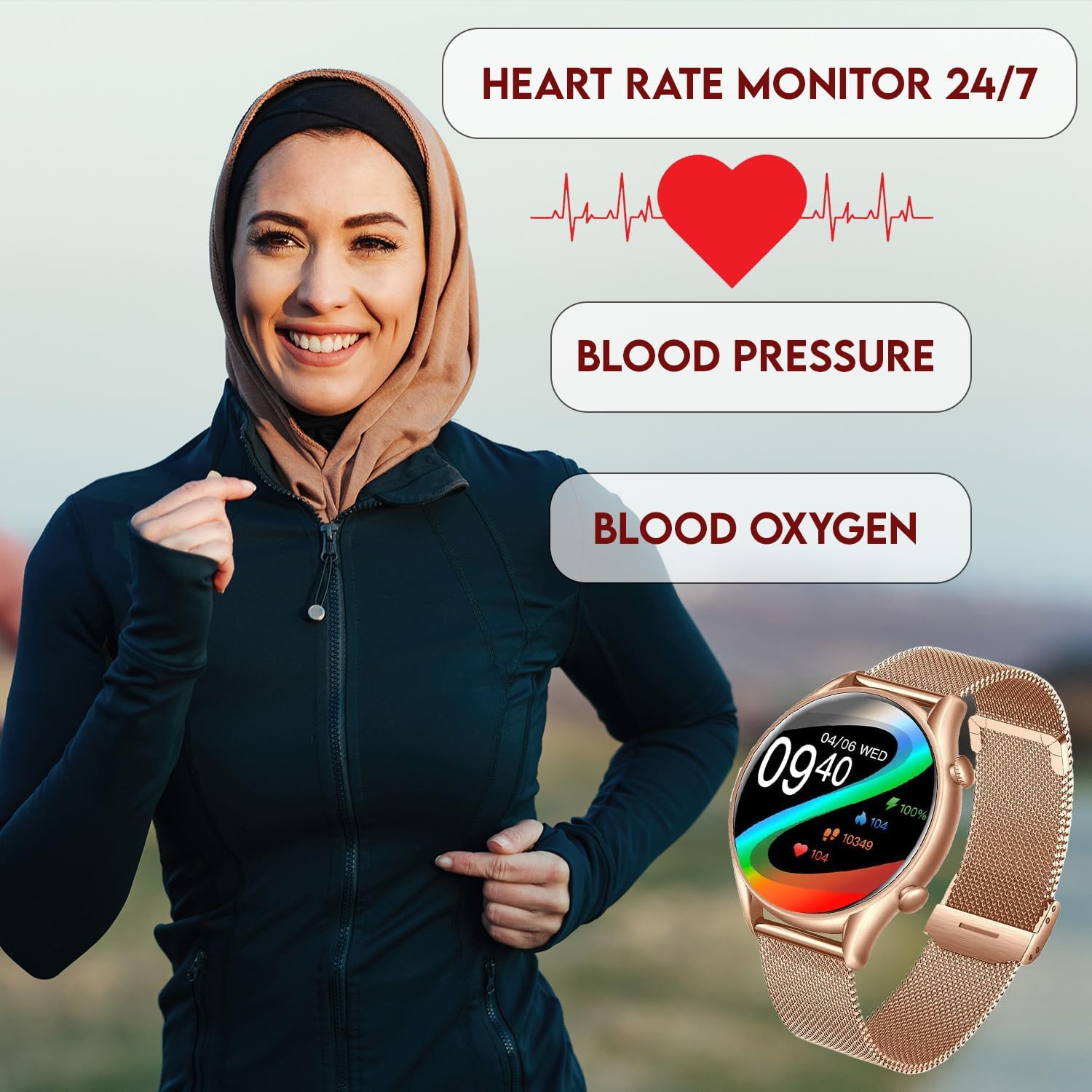 IP68 Waterproof Smartwatch for Women - Fitness Tracker Answer/Make Calls Heart Rate Blood Pressure Sleep Monitor Step Counter-Sport Running Digital Watch for Android iOS Phones (Pink)