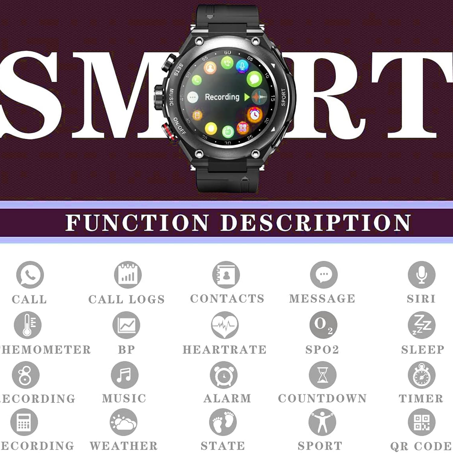 2 in 1 Smart Watch with Earbuds Fitness Tracker Blood Oxygen Heart Rate Monitor Sleep Monitor HD Touch Screen Compatible with iPhone Samsung Android Phones T92 (Black)