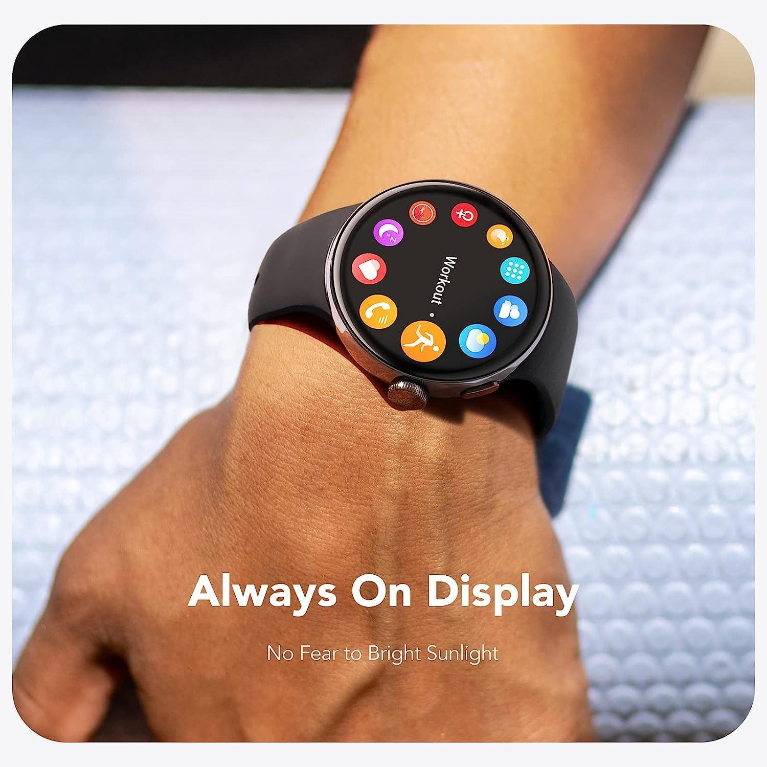 Touchscreen AMOLED Always-on Display LA24 Smartwatch Bluetooth Calling Fitness Tracker for Android & iOS Phones Heart Rate Sleep Monitoring Pedometer (Black)