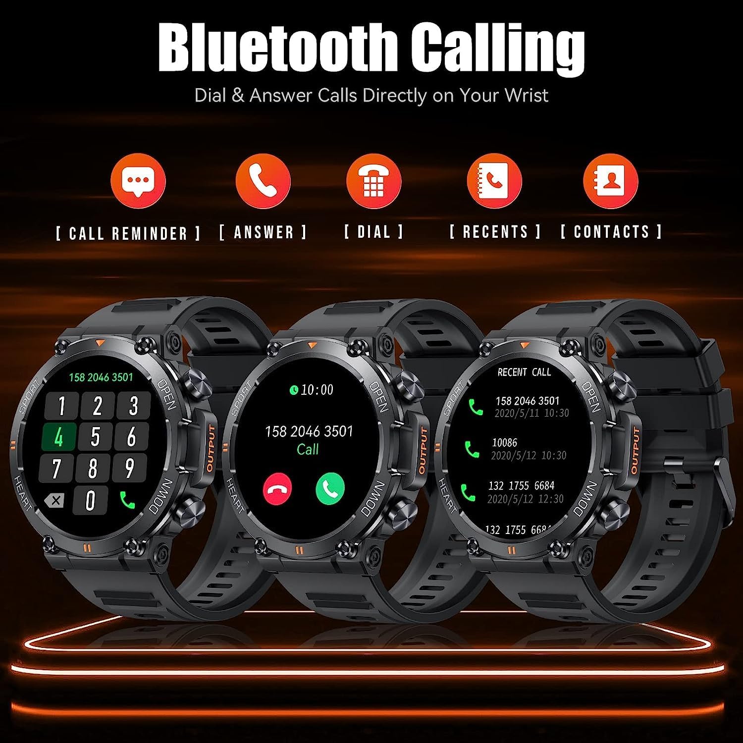 Military Smartwatch touchscreen for Men 1.39