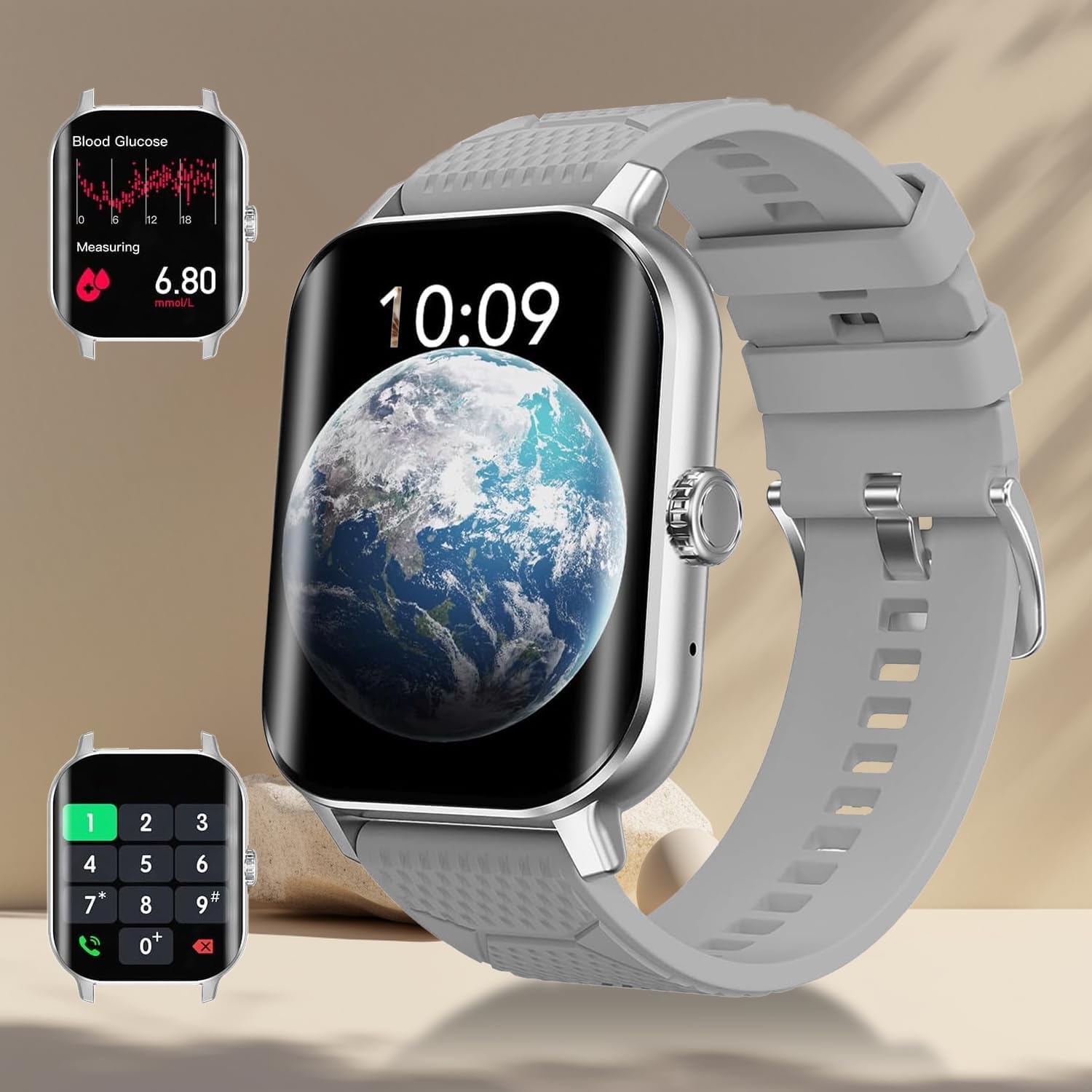 Big Touch Screen Smartwatch for Men and Women Health Fitness Tracker with Sleep Monitor Blood Pressure Pedometer Compatible with iOS and Android Phones (Gray)