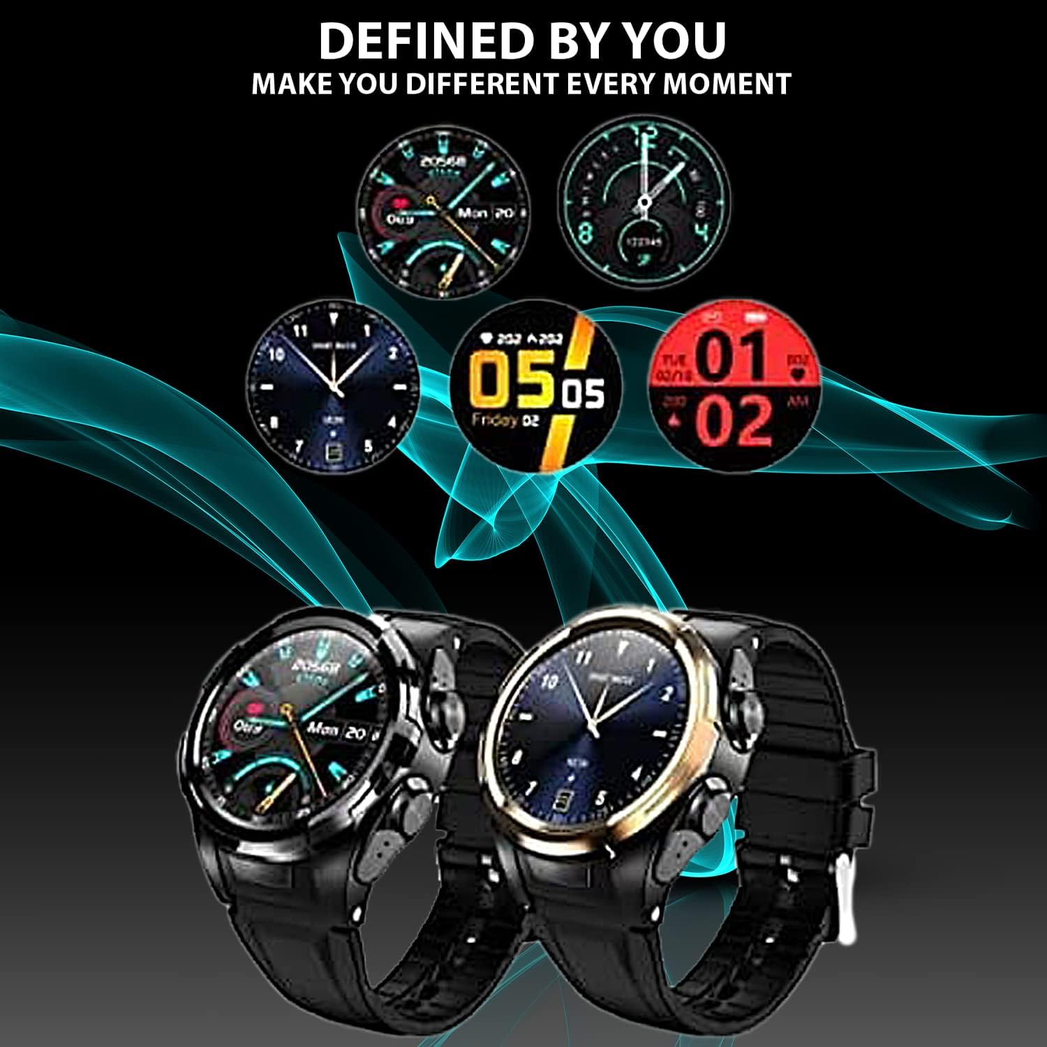 2 in 1 Smart Watch with Earbuds Waterproof HD Touch Screen JM06 Monitor Sports and Health Activities Mobile App Control S201