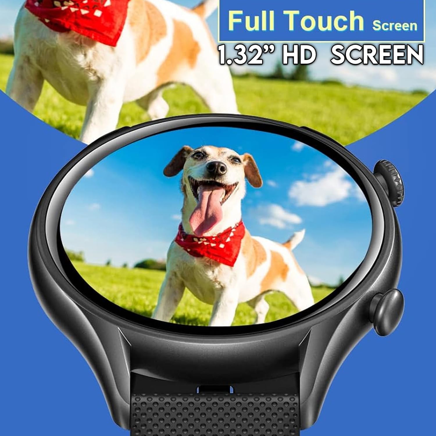 IP68 Waterproof Smartwatch Fitness Tracker Answer/Make Calls Heart Rate Blood Pressure Sleep Monitor Step Counter-Sport Running Digital Watch for Android iOS Phones (Black)