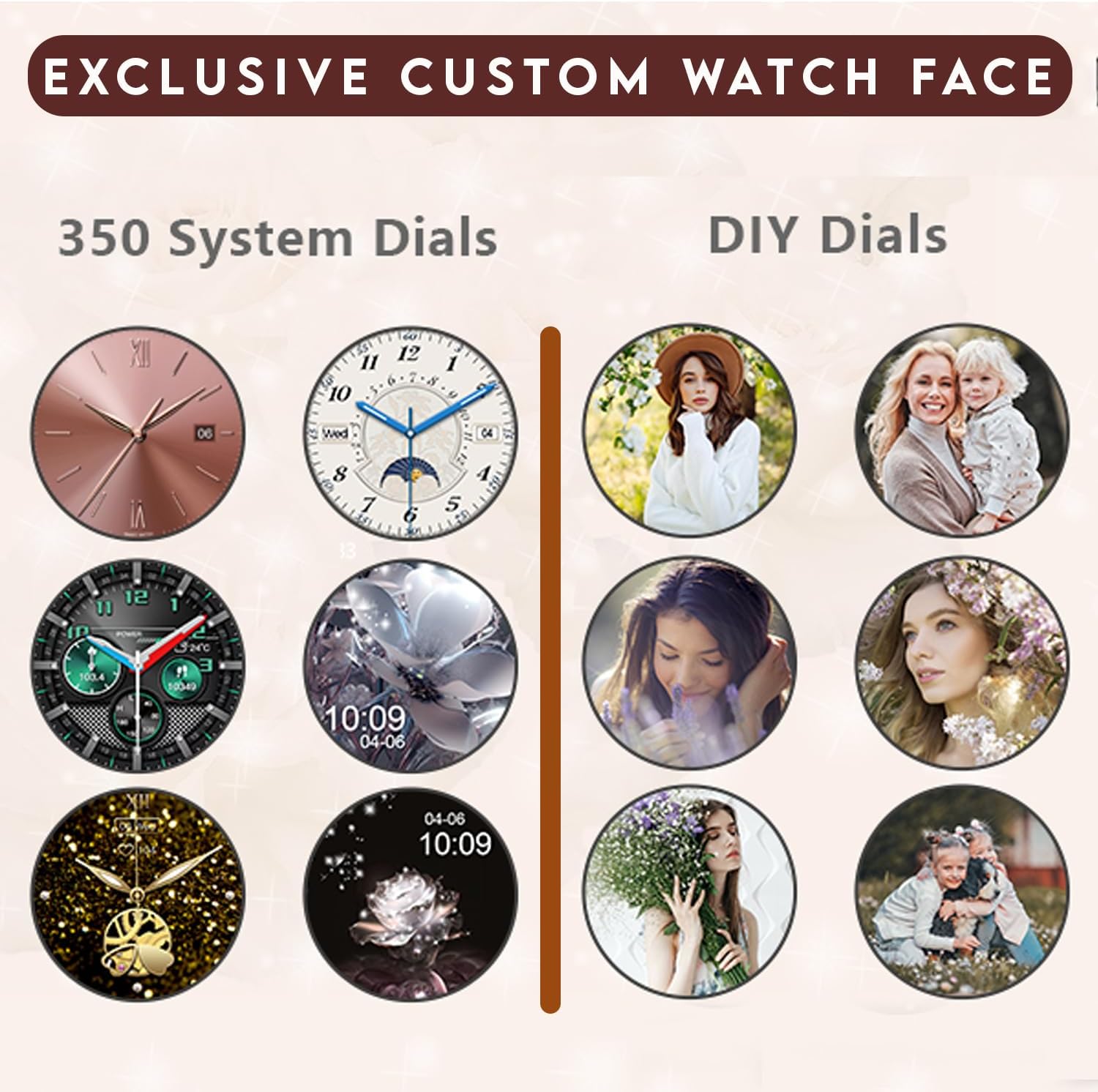 Diamond Women's Smartwatch with Pregnancy and Menstrual Tracking Answer Calls 1.3'' Bluetooth Display for Android iOS, Waterproof Fitness Watch with Sleep and AI Voice Valentines Day Gift (Rose Gold)