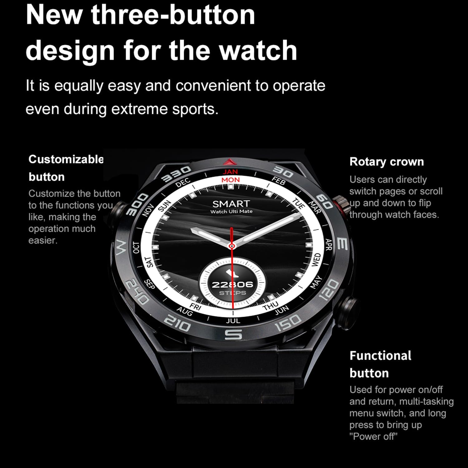 Smart Watch DT Ultra Mate 1.5-inch AMOLED Wireless Charging Qibla Kaaba Direction Smartwatch Fitness Pedometer Call Reminder Sleep Tracker Compatible with Android & iOS Men Hands-Free Calls (Black)