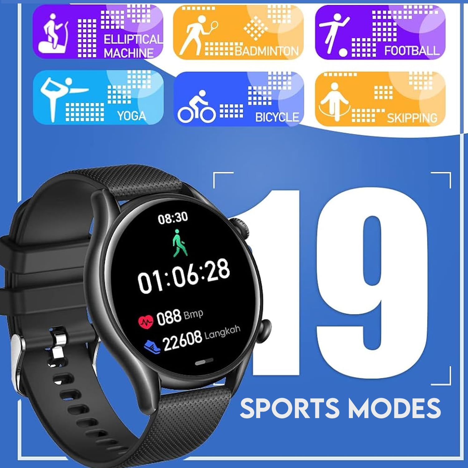 IP68 Waterproof Smartwatch Fitness Tracker Answer/Make Calls Heart Rate Blood Pressure Sleep Monitor Step Counter-Sport Running Digital Watch for Android iOS Phones (Black)