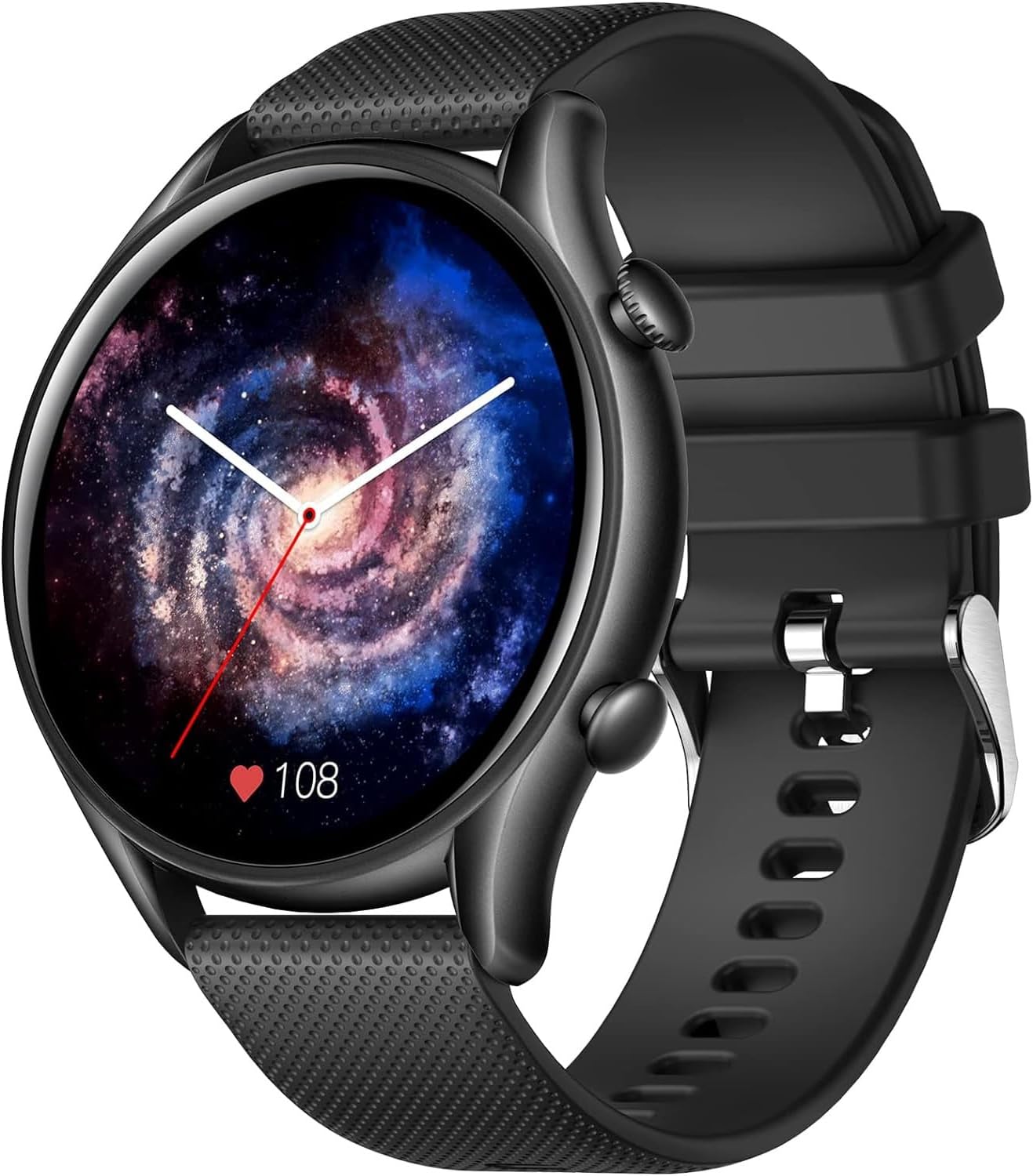 IP68 Waterproof Smartwatch Fitness Tracker Answer/Make Calls Heart Rate Blood Pressure Sleep Monitor Step Counter-Sport Running Digital Watch for Android iOS Phones (Black)