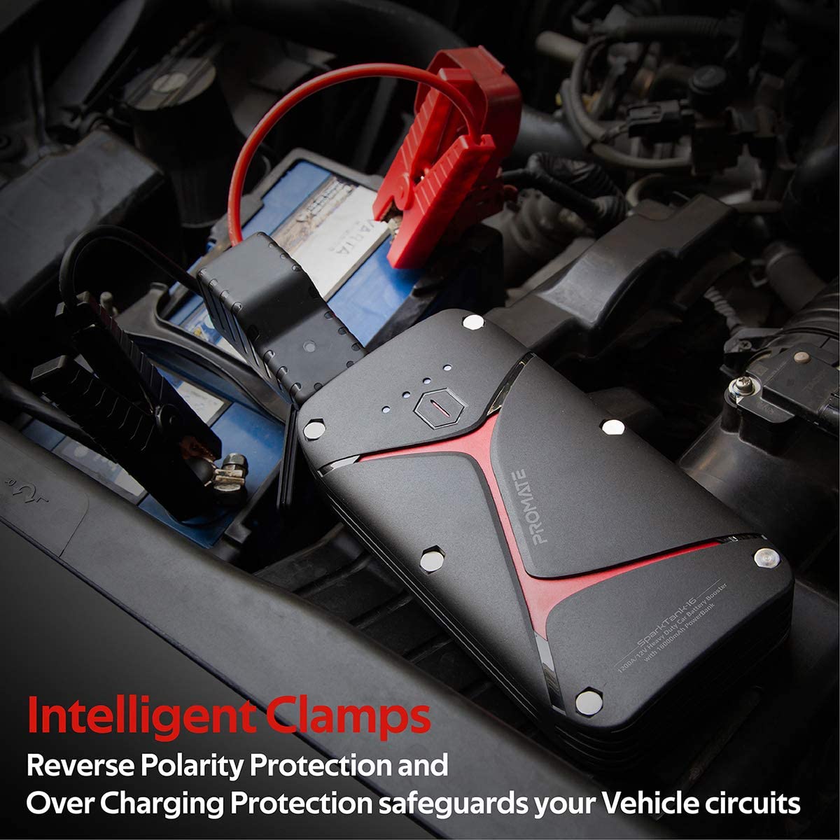 Promate Car Jump Starter 1600mAh Power Bank, Dual USB Port